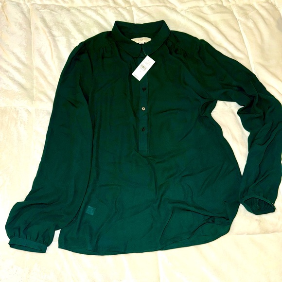 LOFT Tops - LOFT Dark Green Long Sleeve Button-down Shirt, Size S